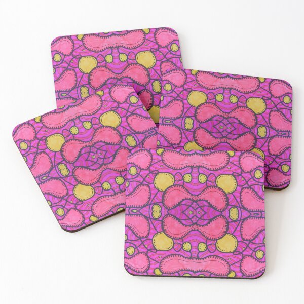 Item preview, Abstract bacteria pattern in pink, black and yellow colors  designed and sold by Miledi.