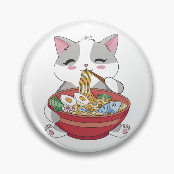 Item preview, cat-animal-eating-ramen designed and sold by Petit-creativ.