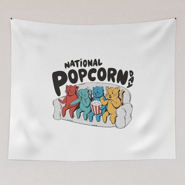 Item preview, cats-watching-movie-with-popcor designed and sold by Petit-creativ.