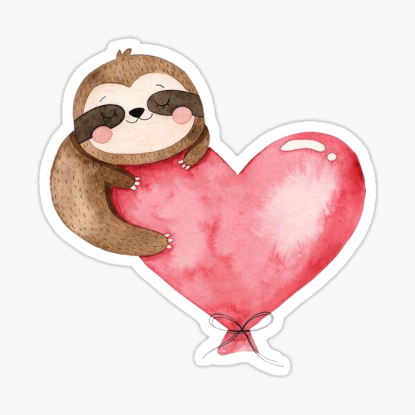 sloth with heart Sticker