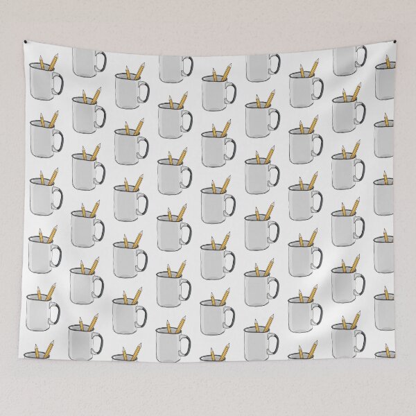 Item preview, cup stoneware mug and pencil cute illustration designed and sold by gmm2000.