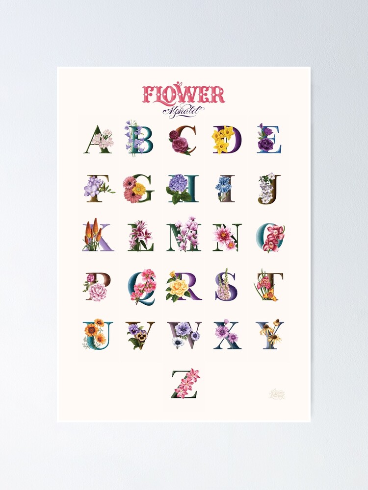 "Flower alphabet." Poster for Sale by BananiLettering Redbubble