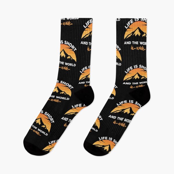Item preview, Life is short and the world is wide. Orange Sunset Mountains. designed and sold by epicmarketing.