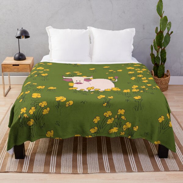 Item preview, Cute illustration with cow and yellow flowers designed and sold by Yulmsss.