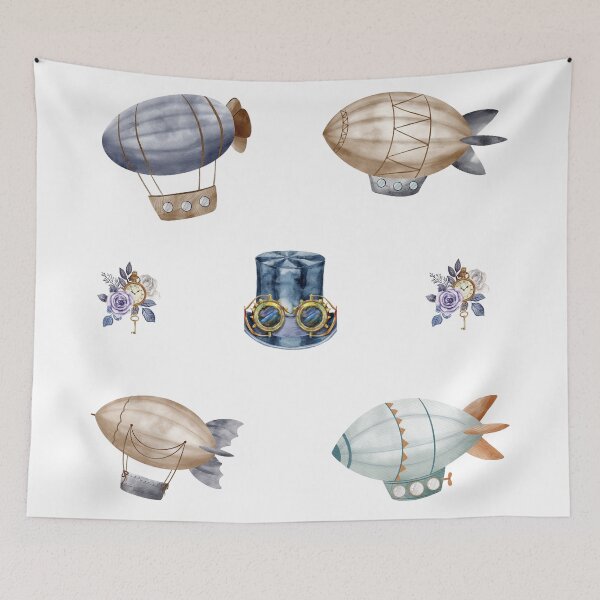 Item preview, Steampunk Air Balloons, Hat and Clocks designed and sold by silviaol.