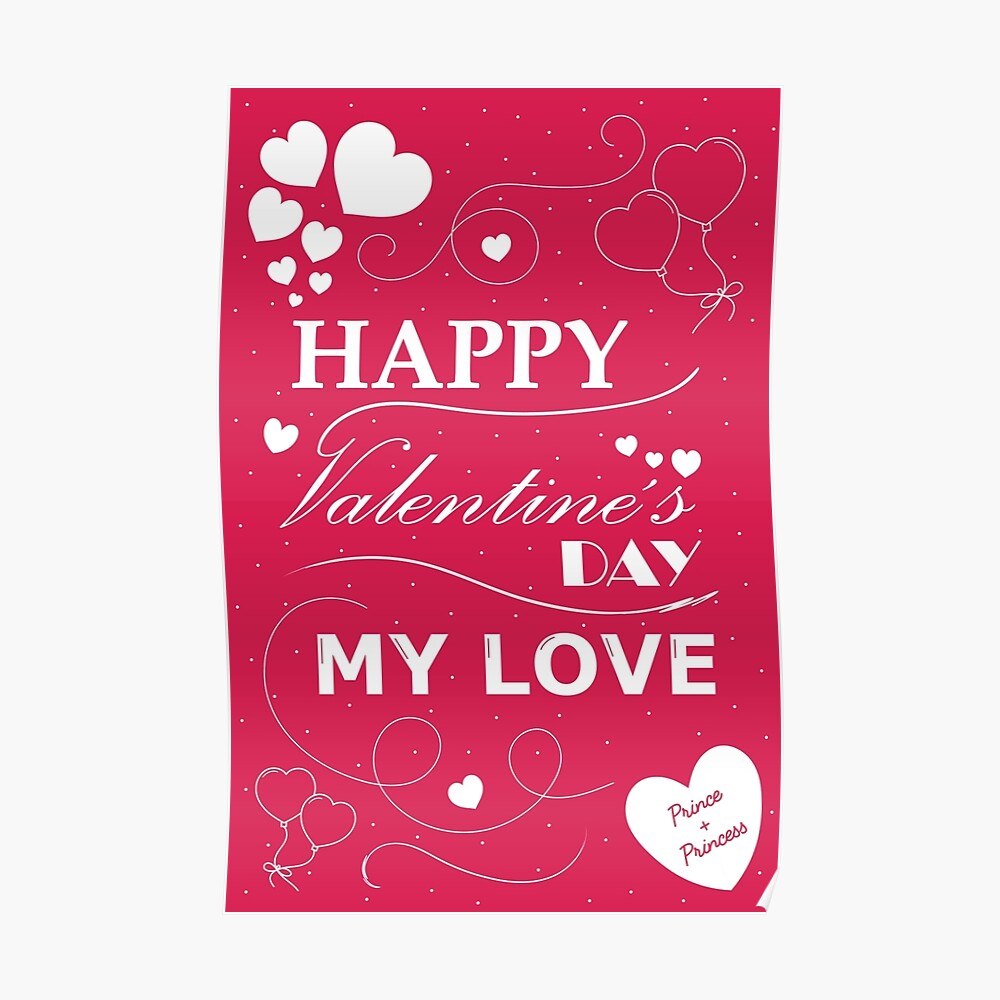 Happy Valentine's Day My Love Greeting Card Design with Red ...