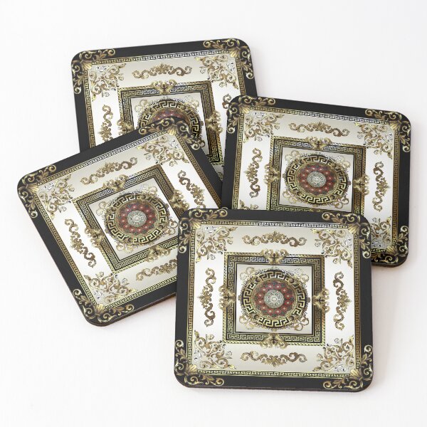 Item preview, Ornate Baroque Filigree Gold Black Red Pearl Greek Meander designed and sold by Yiorgos Designs.