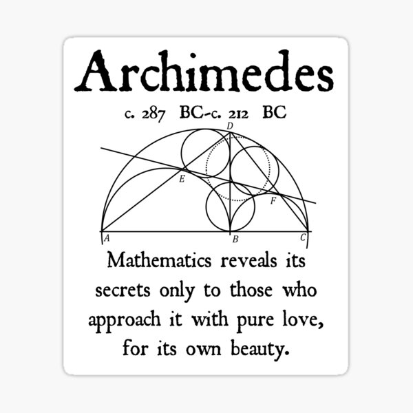 Sticker Citation D Archimede Cercles D Archimede Geometrie Conception Mathematique Vintage Sur Fond De Parchemin Par Nfrey78 Redbubble