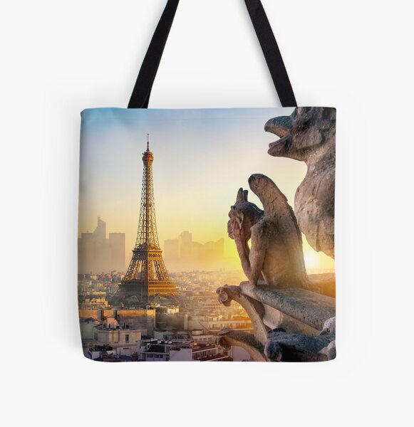 Item preview, Gargoyles overlooking the Eiffel Tower in Paris, France designed and sold by RegaloRepublic.