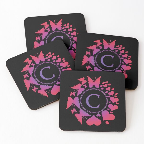 Item preview, Ornamental Letter C, Purple And Red Heart Butterfly, Gold Monogram Ornament designed and sold by PROMEN Creativity.