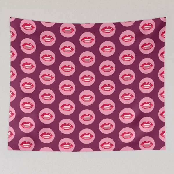 Item preview, Retro 8-bit pixels lips burgundy pink Valentine's designed and sold by Dana Du.