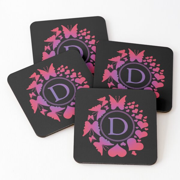 Item preview, Ornamental Letter D, Purple And Red Heart Butterfly, Gold Monogram Ornament designed and sold by PROMEN Creativity.