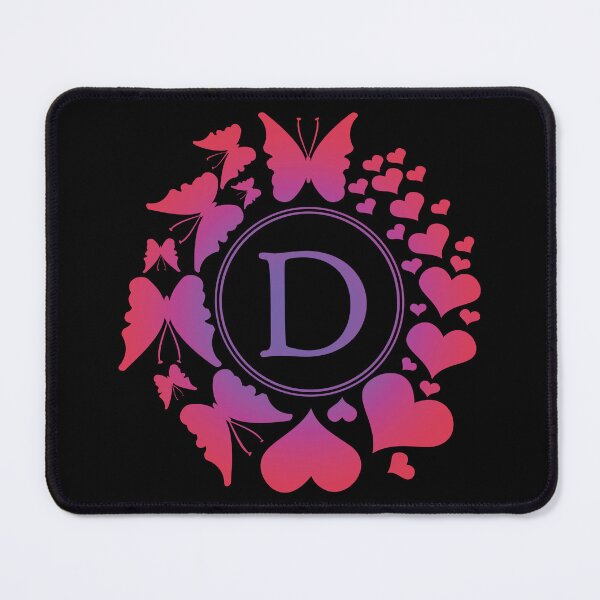 Item preview, Ornamental Letter D, Purple And Red Heart Butterfly, Gold Monogram Ornament designed and sold by PROMEN Creativity.