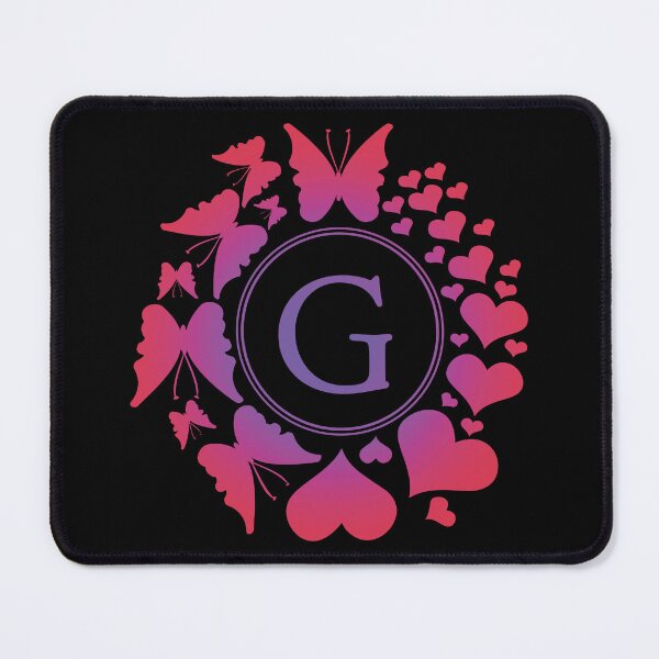 Item preview, Ornamental Letter G, Purple And Red Heart Butterfly, Gold Monogram Ornament designed and sold by PROMEN Creativity.