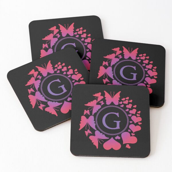 Item preview, Ornamental Letter G, Purple And Red Heart Butterfly, Gold Monogram Ornament designed and sold by PROMEN Creativity.