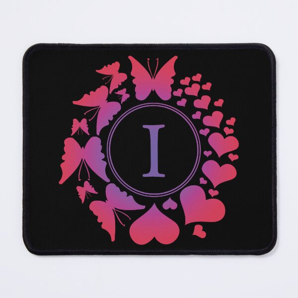 Item preview, Ornamental Letter I, Purple And Red Heart Butterfly, Gold Monogram Ornament designed and sold by PROMEN Creativity.