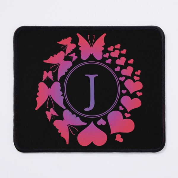 Item preview, Ornamental Letter J, Purple And Red Heart Butterfly, Gold Monogram Ornament designed and sold by PROMEN Creativity.