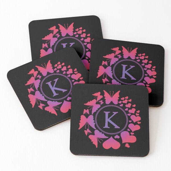 Item preview, Ornamental Letter K, Purple And Red Heart Butterfly, Gold Monogram Ornament designed and sold by PROMEN Creativity.
