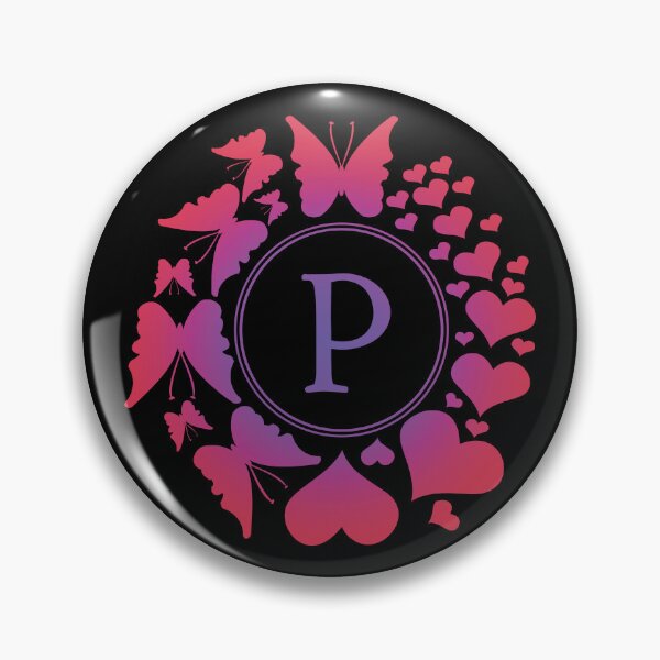 Item preview, Ornamental Letter P, Purple And Red Heart Butterfly, Gold Monogram Ornament designed and sold by PROMEN Creativity.