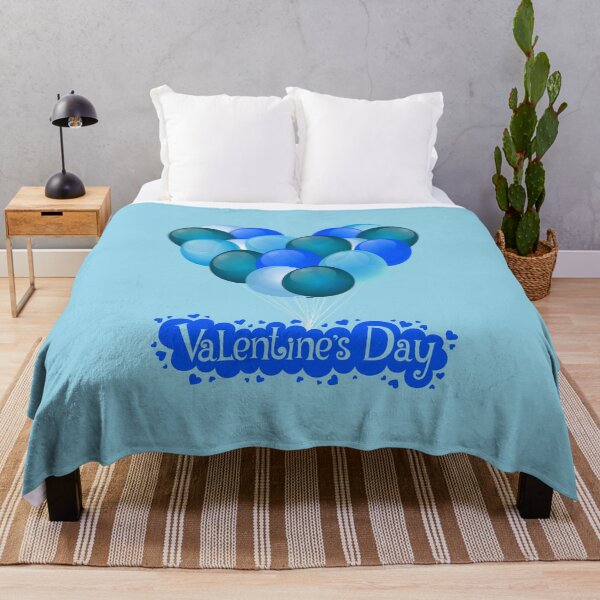 Item preview, Happy Valentine’s Day! Blue Hearts & Balloons (on Aqua) designed and sold by PawsitiveMum.