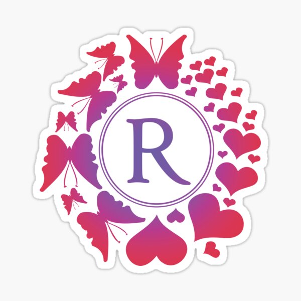 Ornamental Letter R, Purple And Red Heart Butterfly, Gold Monogram  Ornament Sticker for Sale by PROMEN Creativity