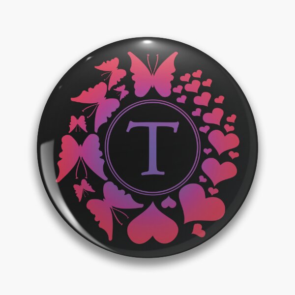 Item preview, Ornamental Letter T, Purple And Red Heart Butterfly, Gold Monogram Ornament designed and sold by PROMEN Creativity.