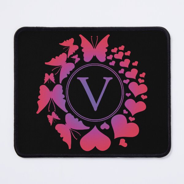 Item preview, Ornamental Letter V, Purple And Red Heart Butterfly, Gold Monogram Ornament designed and sold by PROMEN Creativity.