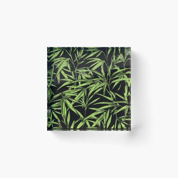 Item preview, Bamboo leaves,  green plants, mask, black background designed and sold by Collagedream.