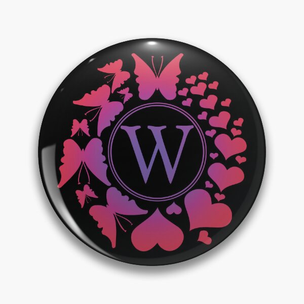 Item preview, Ornamental Letter W, Purple And Red Heart Butterfly, Gold Monogram Ornament designed and sold by PROMEN Creativity.
