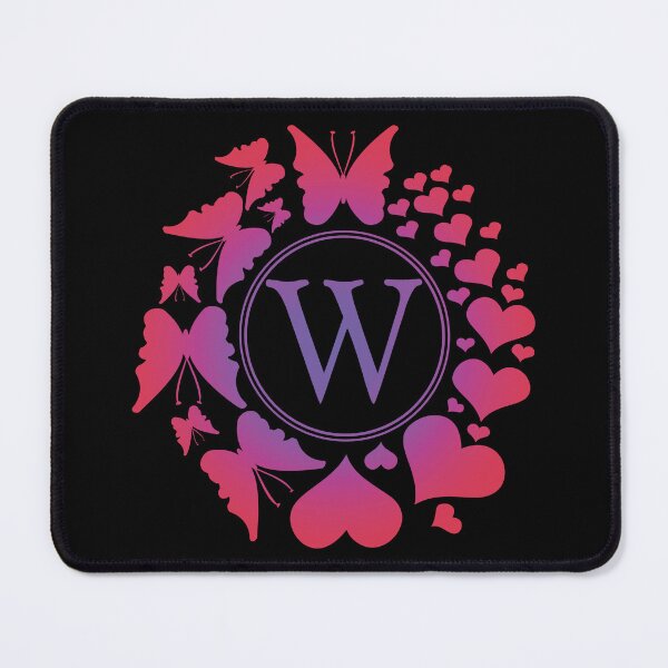Item preview, Ornamental Letter W, Purple And Red Heart Butterfly, Gold Monogram Ornament designed and sold by PROMEN Creativity.