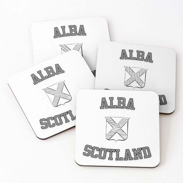 ALBA SCOTLAND - College Font and Crest Design Coasters (Set of 4)