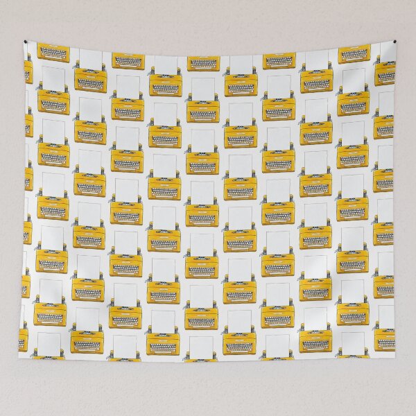 Item preview, Yellow Typewriter  Vintage Portable Manual typewriter  with blank paper illustration designed and sold by gmm2000.