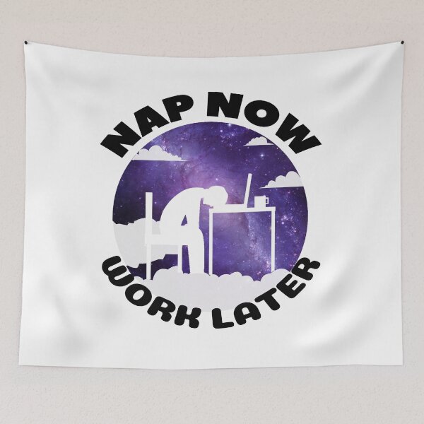 Item preview, Nap now Work later galactic moon and clouds  designed and sold by Chaos-Touch.