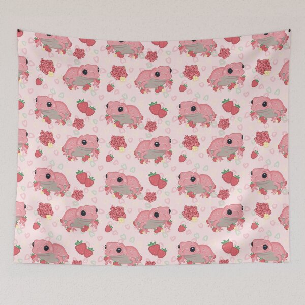 Item preview, Strawberry and Flower Pink Frog designed and sold by RoserinArt.