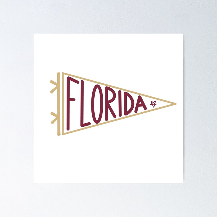 Florida Garnet and Gold Flag Banner Pennant Sticker