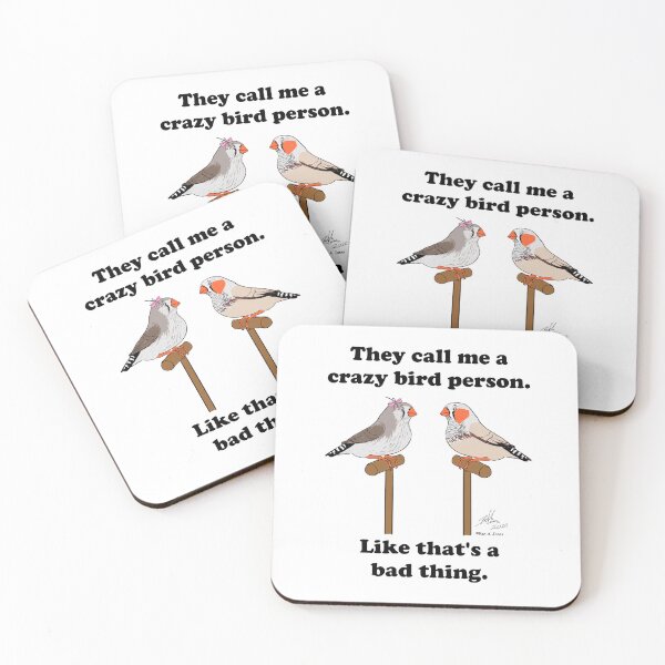 Item preview, Crazy Bird Person with Zebra Finches designed and sold by Laughing Parrot Studio.