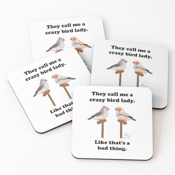 Item preview, Crazy Bird Lady with Zebra Finches designed and sold by Laughing Parrot Studio.