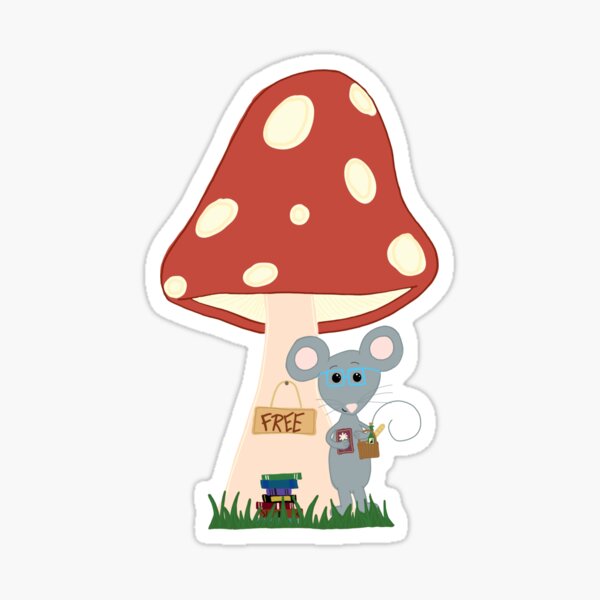 Mouse, Mushroom, and More Books Sticker