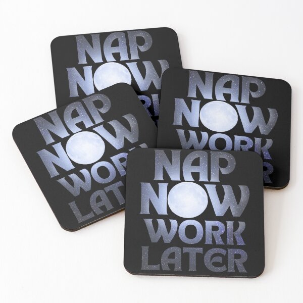 Item preview, Nap now Work later moonlight in the stars black background designed and sold by Chaos-Touch.