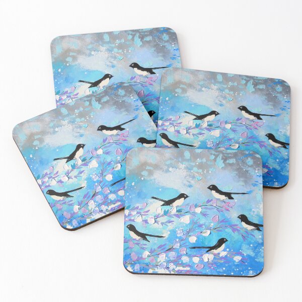 Item preview, Willy Wagtails on Blue and Grey designed and sold by cathyjacobs.