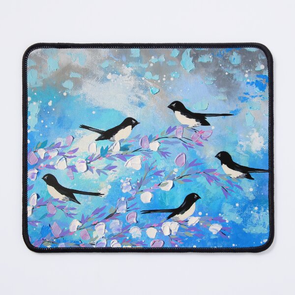 Item preview, Willy Wagtails on Blue and Grey designed and sold by cathyjacobs.