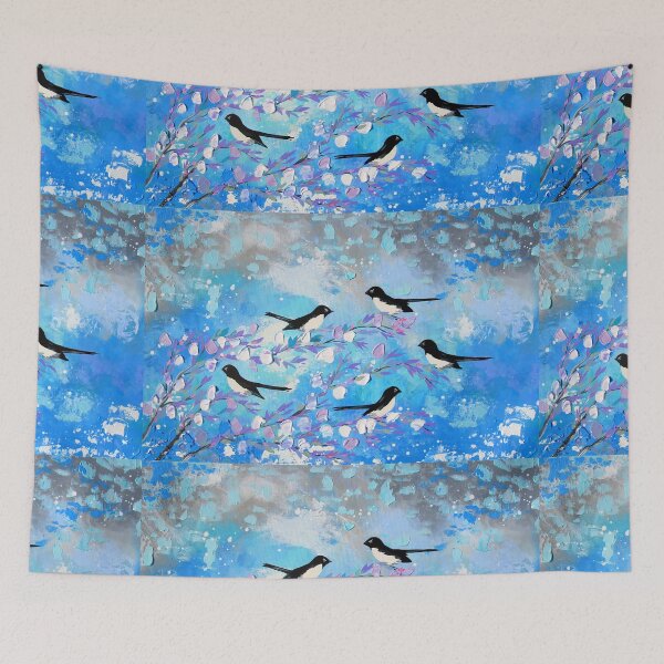 Item preview, Willy Wagtails on Blue and Grey designed and sold by cathyjacobs.