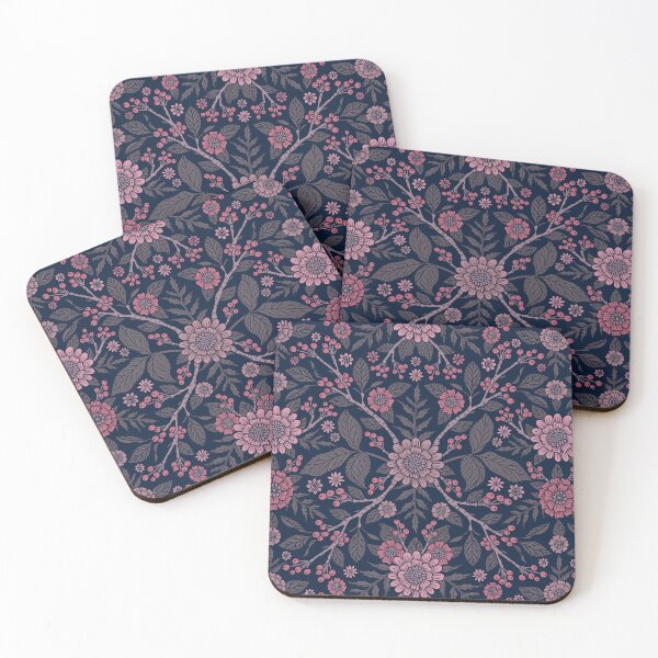 Item preview, Boho Floral in Navy Blue & Rose Pink designed and sold by somecallmebeth.