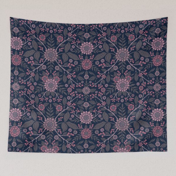 Item preview, Boho Floral in Navy Blue & Rose Pink designed and sold by somecallmebeth.