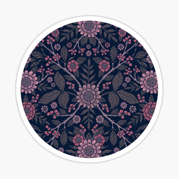Item preview, Boho Floral in Navy Blue & Rose Pink designed and sold by somecallmebeth.