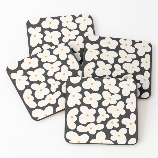 Item preview, Hippie Retro Daisy Pattern in Black and Cream designed and sold by Dominiquevari.
