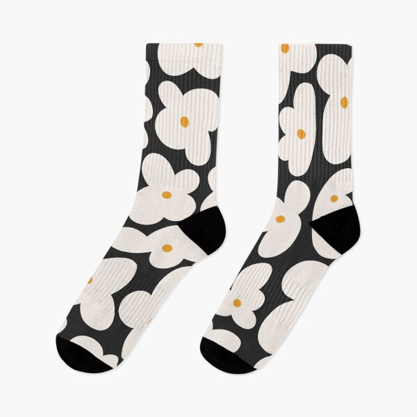 Item preview, Hippie Retro Daisy Pattern in Black and Cream designed and sold by Dominiquevari.