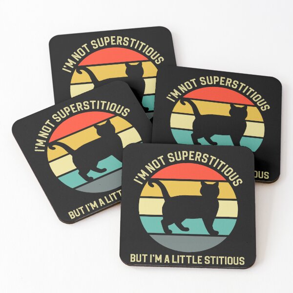 Item preview, I'm Not Superstitious But I'm A Little Stitious Funny Black Cat designed and sold by Zurickdesigns.