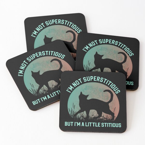 Item preview, I'm Not Superstitious But I'm A Little Stitious Funny Black Cat designed and sold by Zurickdesigns.