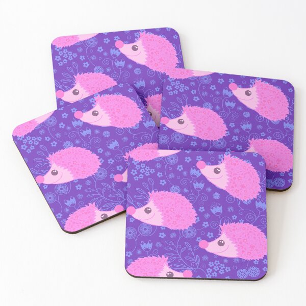 Item preview, Flowery pink hedgehogs on indigo  designed and sold by QuirkyCraftz.